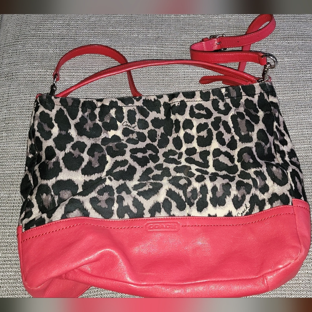 Red/Cheetah print Coach bag
